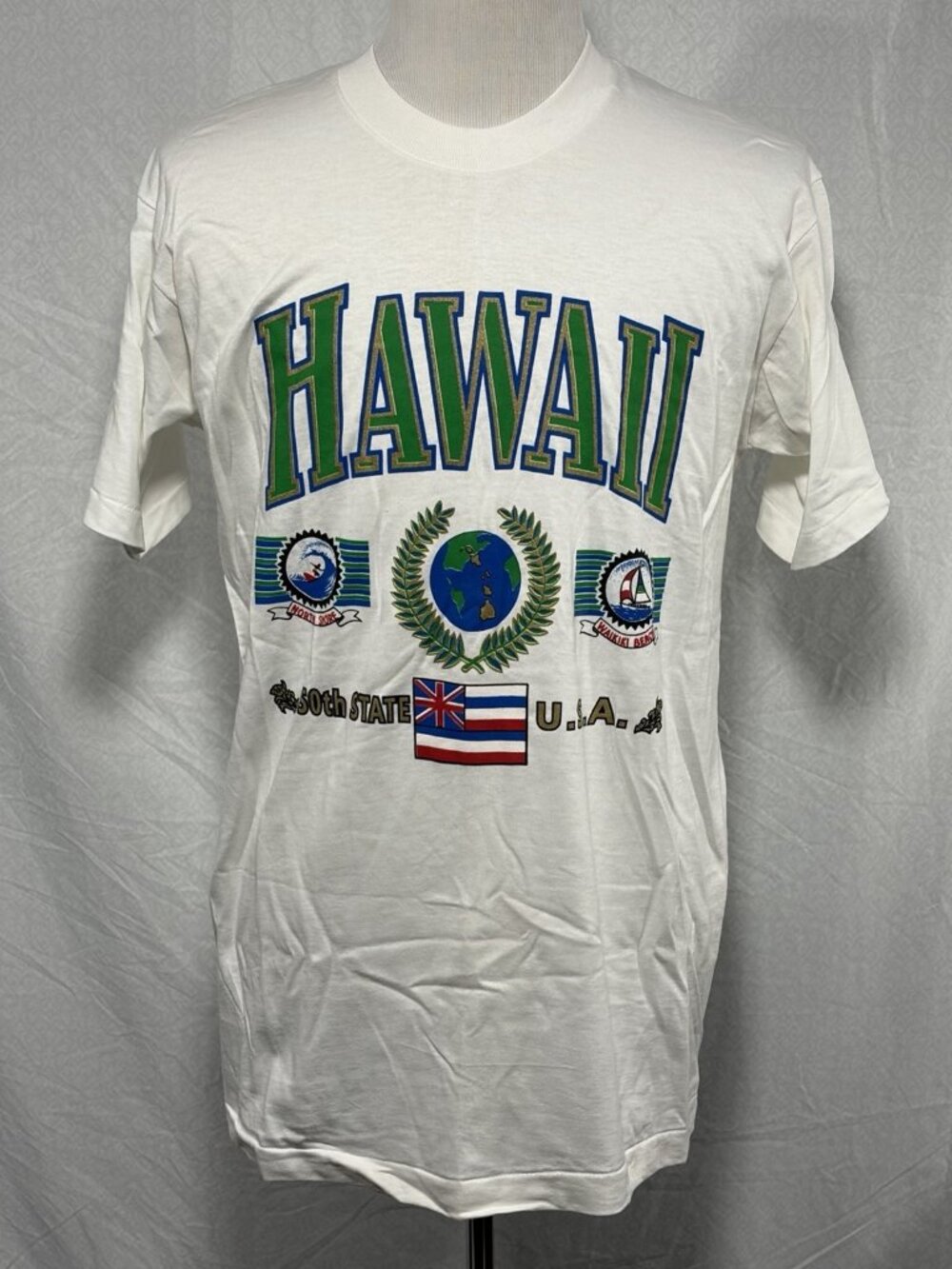 Adult Large Hawaii 50th State T Shirt Single Stitch Flag Souvenir 90s Tourist